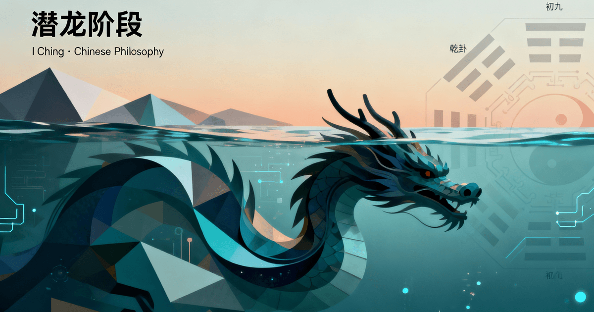 潜龙阶段的示意图,龙潜藏于水下